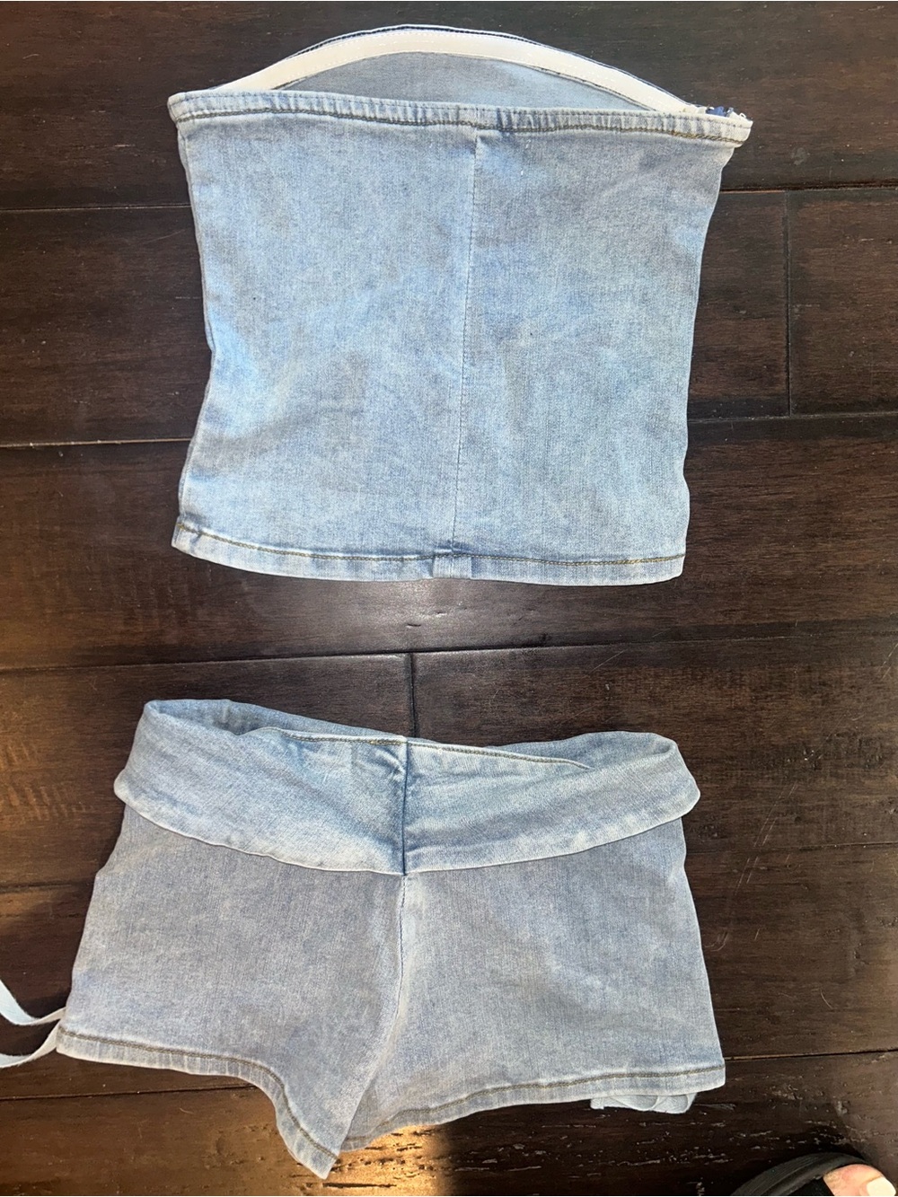 I.AM.GIA Light Blue Denim Tube Top & Shorts Set XS Carter stretchy strapless - Picture 9 of 9
